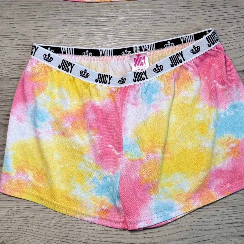 Juicy Couture Girls Pastel Tie-Dye Blast Lounge Shorts & Top Set XXS (4/5)